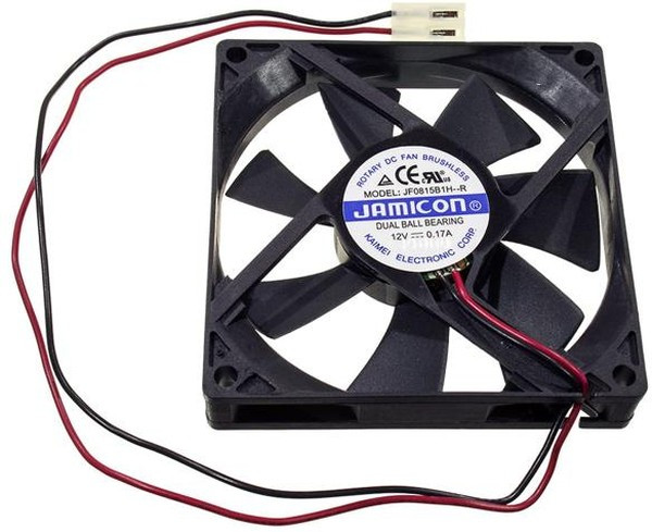 Вентилятор 80x80x15, напряжение 12В, ток 0,17А, выводы 2L, подшипник качения, JF0815B1H-R JAMICO