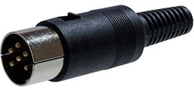 1-380G, разъем DIN 6 контактов штекер пластик на кабель