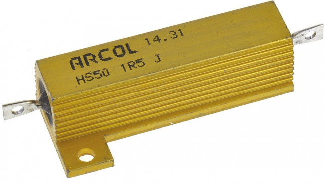 HS50 1R5 J, Резистор, с осевыми выводами, 1.5 Ом, Серия HS, 50 Вт, ± 5%, Лепесток для Пайки, 1.25 кВ