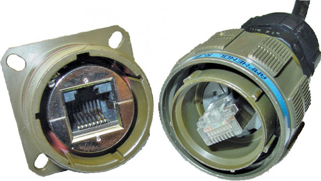 RJFTV7PE1N, Female Ethernet Connector, Jam Nut, Cat5e