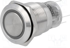 V19-21R-12B-S, Переключатель: антивандальный, Пол: 2, SPDT, 0,5A/220ВAC, 1A/24ВDC