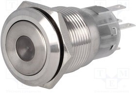 V19-11D-24R-S, Переключатель: антивандальный, Пол: 2, SPDT, 0,5A/220ВAC, 1A/24ВDC