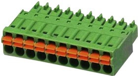 FMC 1,5/10-ST-3,81, Съемная клеммная колодка, 3.81 мм, 10 вывод(-ов), 24AWG до 16AWG, 1.5 мм², Вставной, 8 А