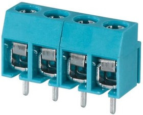 TB003-500-P04BE, Fixed Terminal Blocks Terminal block, screw type, 5.00 , horizontal, 4 poles, CUI Blue, Philip's head screw, PCB mount
