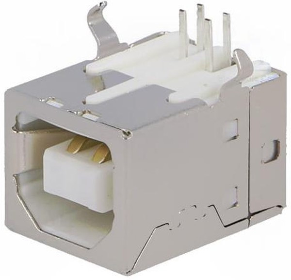 USBB-1J (DS1099-W), Розетка на плату белая, тип B угловая