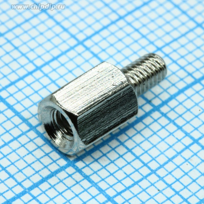 PCHSN- 7 (Ni), Стойка для печатных плат, шестигр., латунь, М3, 7мм, никелированные