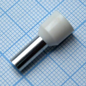 HE 10-12 White, наконечник кабельный торцевой трубчатый с изоляцией, L=21.5/12мм, сеч. пров. 10мм2