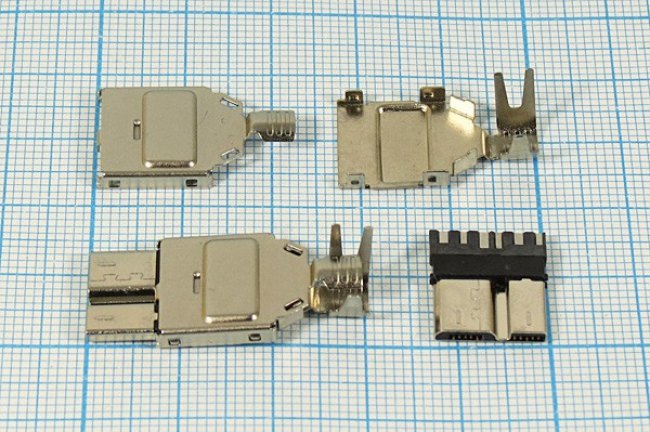 Штекер micro USB, Тип B 3.0, 10 контактов, на кабель; №2069 штек microUSB \3,0P\10C\каб\\ \microUSB-3,0P Штекер micro USB, Тип B 3.0, 10 контактов, на кабель; №2069 штек microUSB \3,0P\10C\каб\\ \microUSB-3,0P