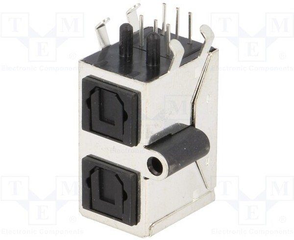 FC6842135TR, Optical Connector with Cover, Right Angle, Socket, Black / Silver FC6842135TR, Optical Connector with Cover, Right Angle, Socket, Black / Silver