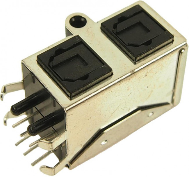 FC6842135TR, Optical Connector with Cover, Right Angle, Socket, Black / Silver FC6842135TR, Optical Connector with Cover, Right Angle, Socket, Black / Silver