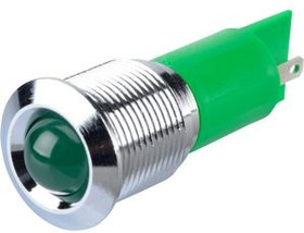 Q16P1CXXG12E, LED Indicator, Solder Lug / Faston 2.8 x 0.8 mm, Fixed, Green, DC, 12V