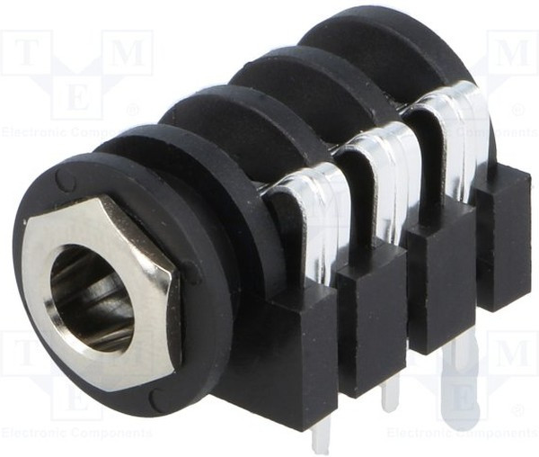 ACJS-IH, Jack Panel Socket, Right Angle, 6.35 mm, 3 Poles
