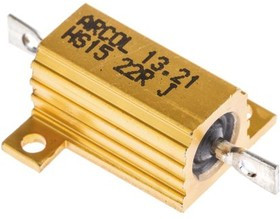 HS15-22RJ, Резистор: проволочный, с радиатором, винтами, 22Ом, 15Вт, ±5%