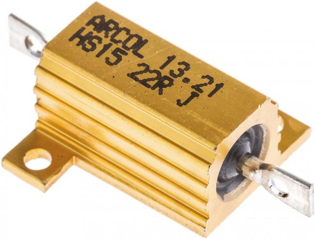HS15-22RJ, Резистор: проволочный, с радиатором, винтами, 22Ом, 15Вт, ±5%