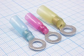 221064R, Наконечник кольцевой ø6.4мм изолированный термоусаживаемый, красный; №15943R клемма"O" d 6,4\0,3\S0,5~1,5\Cu луж\t-усад\кр\