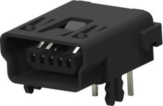 1734510-1, USB Connectors MINI USB, TYPE B, R/A, T/H 1734510-1, USB Connectors MINI USB, TYPE B, R/A, T/H