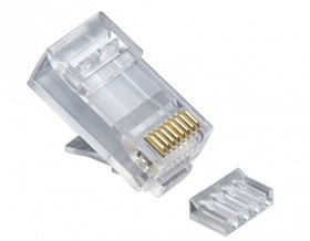Коннектор RJ45 UTP 8P8C, универсальный, со вставкой, cat.6, 100 шт. -PL45-8P8C-6V