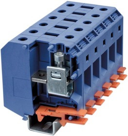 Клемма проходная винтовой зажим 2 точки подключения 50кв.мм син. DKC KRUH-50-BU