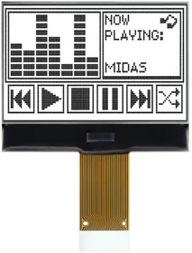MCCOG128064B12W-FPTLW, MCCOG128064B12W-FPTLW Graphic LCD Display White, Transflective