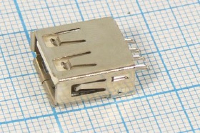 Разъем USB розетка, тип A, контакты на плату, USB A-FB Разъем USB розетка, тип A, контакты на плату, USB A-FB