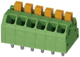 PCB terminal, 6 pole, pitch 3.5 mm, AWG 24-16, 16 A, spring-clamp connection, green, 1862084