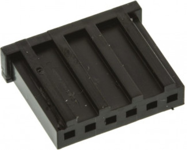 280360, Conn Housing RCP 6 POS 2.54mm Crimp ST Cable Mount Black Bag
