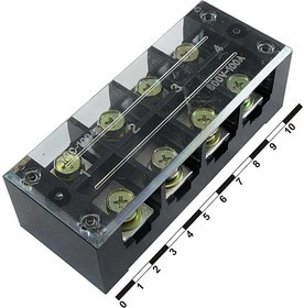TB-10004, Клеммная колодка винтовая с крышкой , 8 контактов, 100 А, 600 В, 0,5…10 мм2, корпус пластик модифицированный