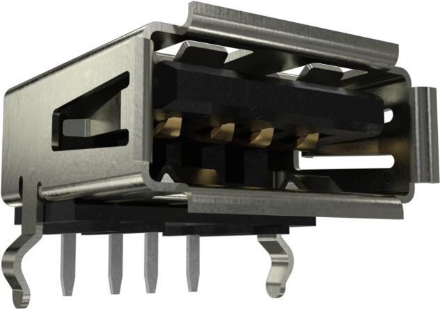 UE27-AC54-100, USB Connectors 4P R/A PCB Recpt