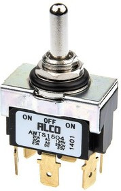 AWTS1504, Toggle Switch, Panel Mount, (On)-Off-(On), DPDT, Tab Terminal AWTS1504, Toggle Switch, Panel Mount, (On)-Off-(On), DPDT, Tab Terminal