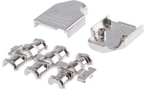 MHDM35-9-K, MHDM35 Series Zinc Angled D Sub Backshell, 9 Way, Strain Relief