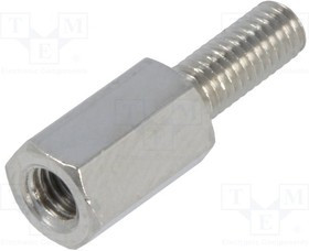 TFM-M3X8/DR213, Дистанцирующая стойка с резьбой, латунь, 8мм, никель,