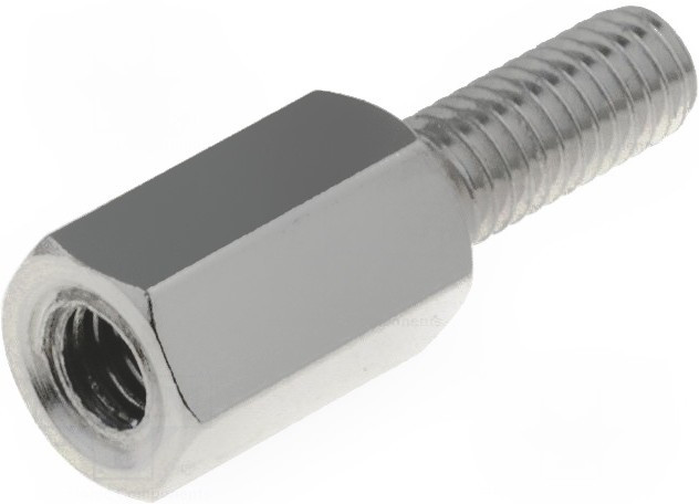 TFM-M3X8/DR213, Дистанцирующая стойка с резьбой, латунь, 8мм, никель,