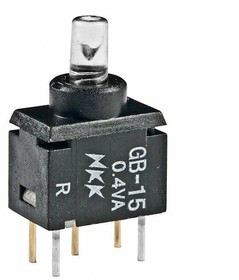 GB15JPC, Pushbutton Switches SPDT ON-(ON) 0.4VA RED STRAIGHT PC