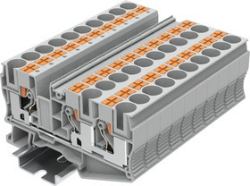 TP10-3-GY, Клемма на Din-рейку 3 конт push-in 10 мм2 проходн. сер.