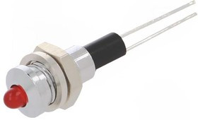 2663.8021, Индикат.лампа: LED, выпуклый, Отв: d6мм, на печатную плату, латунь