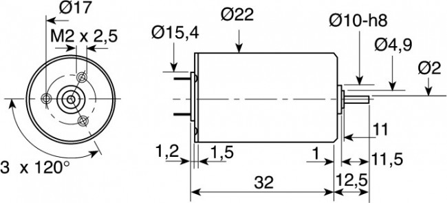 22N28-208E.204, Brushed DC Motor, 3.8 W, 18 V dc, 7 mNm, 6300 rpm, 2mm Shaft Diameter 22N28-208E.204, Brushed DC Motor, 3.8 W, 18 V dc, 7 mNm, 6300 rpm, 2mm Shaft Diameter