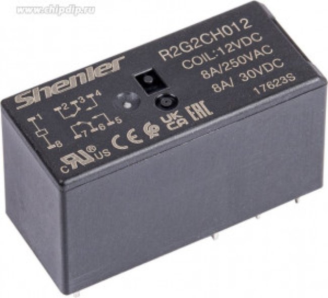 R2G2CH012, Реле миниатюрное 2пер. 12VDC, 8A/250VAC