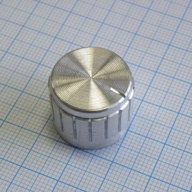 Ручка 21x17BL серебр. насечка, d=6mm, Ручка управления, на вал 6 мм, с насечкой, серебристая D=21мм, h=17мм, год 2020