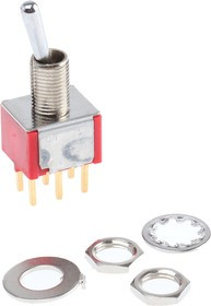 2-1825138-4, Double Pole Double Throw (DPDT) Toggle Switch, Latching, PCB