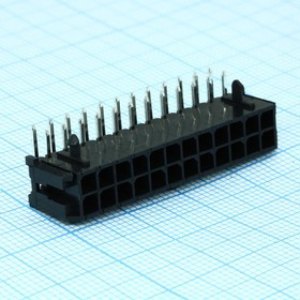 KLS1-XM1-3.00-2X12-R, (MF3-2x12MRA), Разъем Micro-Fit вилка на плату, прямой угол с фиксацией, 24 контакта, шаг 3мм KLS1-XM1-3.00-2X12-R, (MF3-2x12MRA), Разъем Micro-Fit вилка на плату, прямой угол с фиксацией, 24 контакта, шаг 3мм