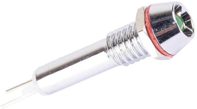 XD22-6-G-03VDC, Светодиод с держателем зеленый 6мм 3VDC IP65