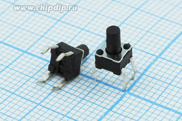 Тактовая кнопка, 4.5x 4.5x 7.0 мм, высота толкателя 4.2мм, NO; №802 D ПКнТакт 4,5x 4,5x 7,0\h 4,2\\NO\\4PF\TC-0010\