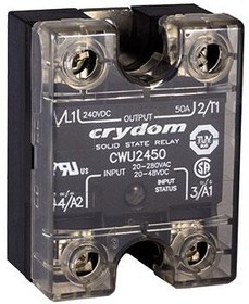 CWU2450-10, CW24 Series Solid State Relay, 50 A Load, Panel Mount, 280 V ac Load, 48 V dc, 280 V ac Control CWU2450-10, CW24 Series Solid State Relay, 50 A Load, Panel Mount, 280 V ac Load, 48 V dc, 280 V ac Control