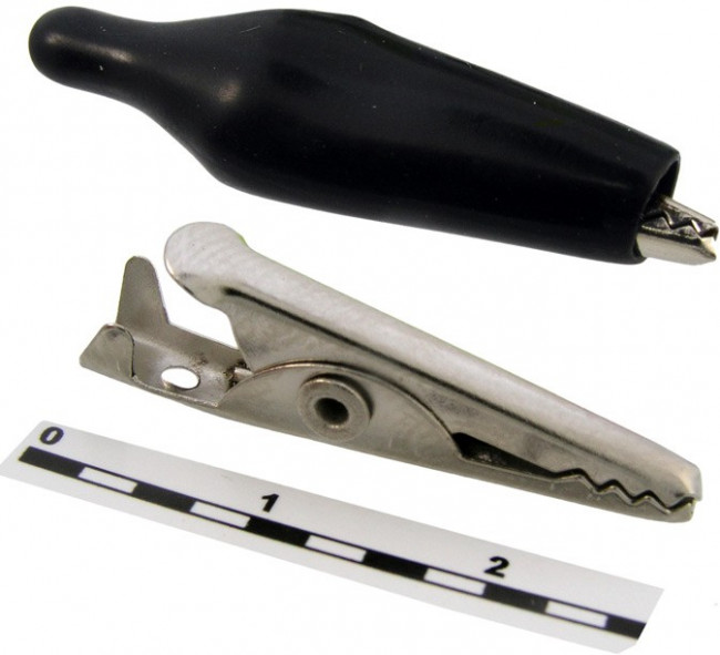 AG-103A-C (8-0025 black), Зажим "Крокодил" с изолятором черный, 3А, 26.5мм