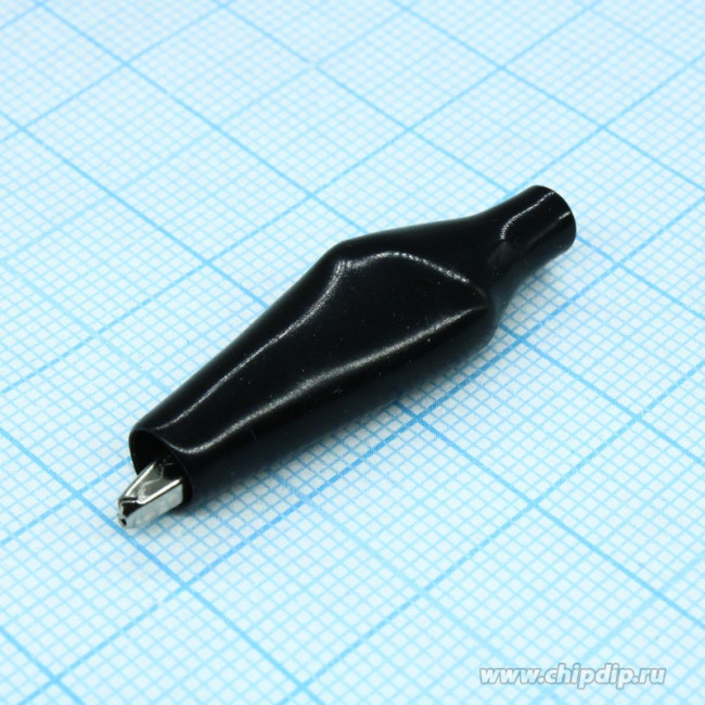 AG-103A-C (8-0025 black), Зажим "Крокодил" с изолятором черный, 3А, 26.5мм