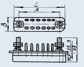 РП14-16-Л розетка, Соединитель низкочастотный, прямоугольный, внутреннего монтажа, год 91 РП14-16-Л розетка, Соединитель низкочастотный, прямоугольный, внутреннего монтажа, год 91