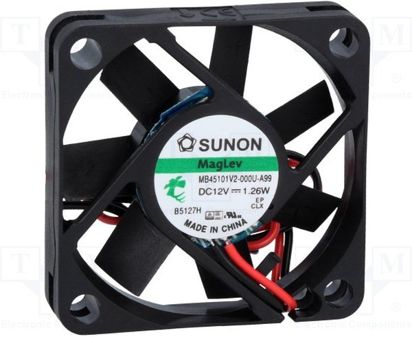 MB45101V2-000U-A99, Вентилятор осевой, 12В DC, 45х45х10мм, 0.105А, 1.26Вт, Vapo, 5000об/мин, 2 провода