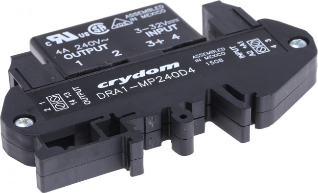 DRA1-MP240D4, DRA1-MP Series Solid State Interface Relay, 32 V Control, 4 A rms Load, DIN Rail Mount
