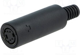 MJ-372/4, Разъем DIN Аудио / Видео, 4 контакт(-ов), Гнездо, Монтаж на Кабель, Пайка