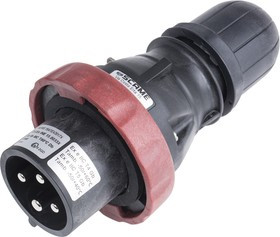 219.3236, IP66 Red Cable Mount 3P + E Power Connector Plug ATEX, IECEx, Rated At 32A, 380 415 V